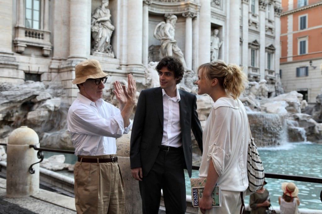 Woody Allen, Alessandro Tiberi, and Alison Pill