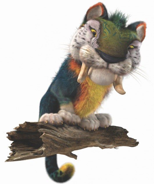 MACAWNIVORE- With the body of a small tiger, an over-sized head and the colorization of a Macaw Parrot, the Macawnivore is an imposing creature who towers over the Croods.