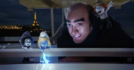 Vexy (Christina Ricci), Smurfette (Katy Perry), Gargamel (Hank Azaria) and Hackus (J.B. Smoove). Courtesy Columbia Pictures and Sony Pictures Animation.