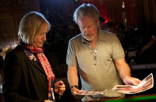 Yates with longtime collaborator Ridley Scott, on the set of 'The Counselor.' Courtesy Twentieth Century Fox Films.