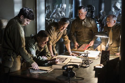 (l to r) Sam Epstein, John Goodman, George Clooney, Matt Damon and Bob Balaban in Columbia Pictures' action thriller THE MONUMENTS MEN.
