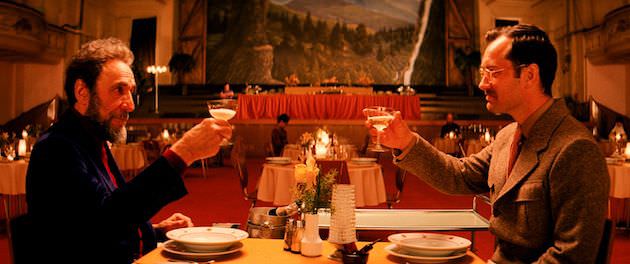 F. Murray Abraham and Jude Law in the grand ballroom of the Grand Budapest Hotel. Courtesy Fox Searchlight Pictures.