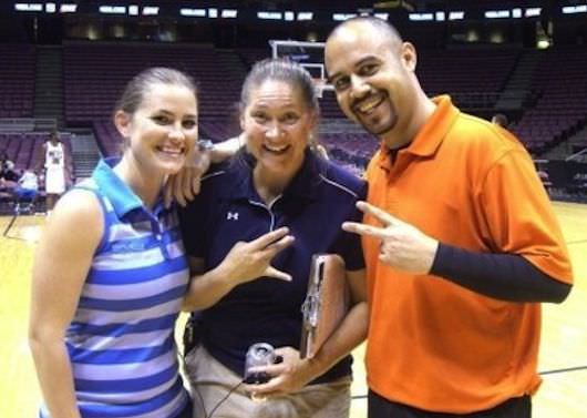 Aimee McDaniel of Game Changing Films with company co-founder Jessi Moore (left), and basketball coordinator Hernando Planells, Jr. on the set of Just Wright (2010)