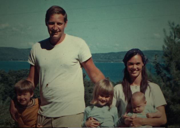 John and Bonnie Raines with their three children in Glen Lake, Michigan circa August 1969. Photographer- Raines family