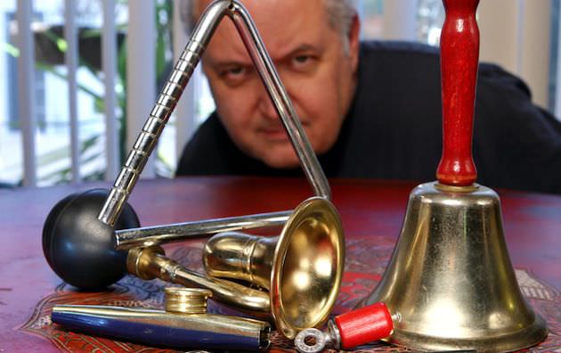 Michael Mortilla and his toys. Photo by Lon Caster Birby.