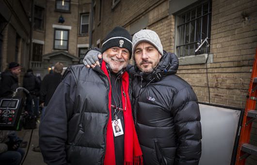 Producer Avi Arad, left, and Producer Matt Tolmach on the set of Columbia Pictures' "The Amazing Spider-Man 2," starring Andrew Garfield and Emma Stone.