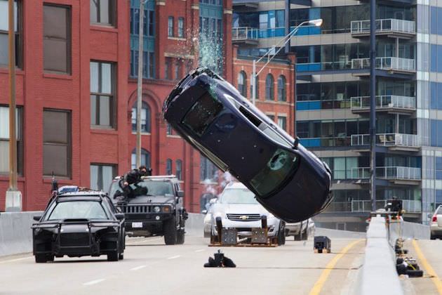 Major arteries of the city were shut down--for weeks--to allow the filmmakers to shoot real action rather than rely on CGI. Courtesy Walt Disney Pictures/Marvel Entertainment.