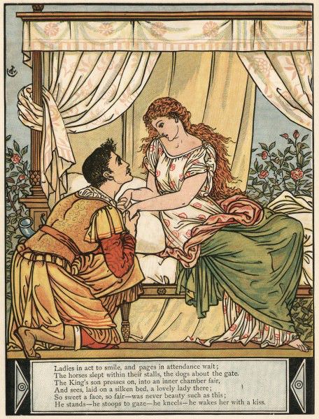 The Brothers Grimm re-wrote "Sleeping Beauty."  Illustration by Walter Crane. 