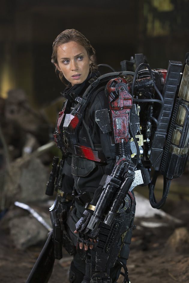 Chopper blade and splashes of red make Rita's suit stand out. Courtesy Warner Bros. Pictures.