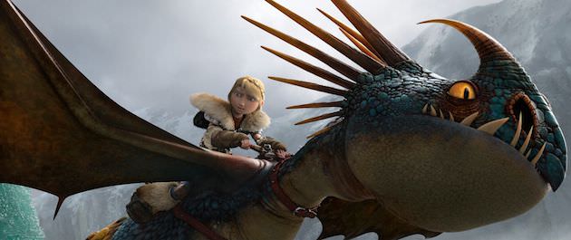 Astrid (America Ferrara) and her faitfhul dragon. Courtesy DreamWorks Animation, 20th Century Fox. 