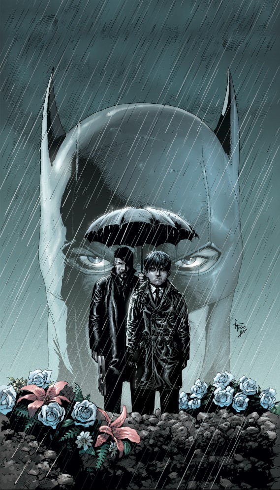 2012. Written by Gary Frank, a young Bruce Wayne and Alfred visit the grave of his parents. Courtesy DC Comics. 