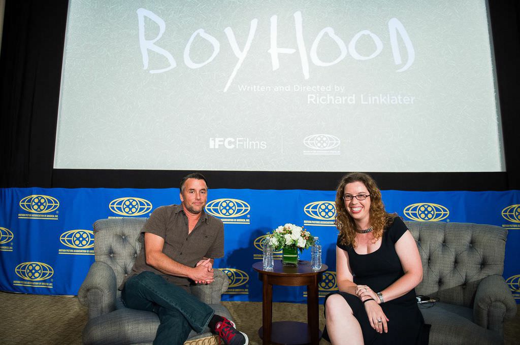 Richard Linklater and moderator Alyssa Rosenberg, cultural and political columnist for the Washington Post. 