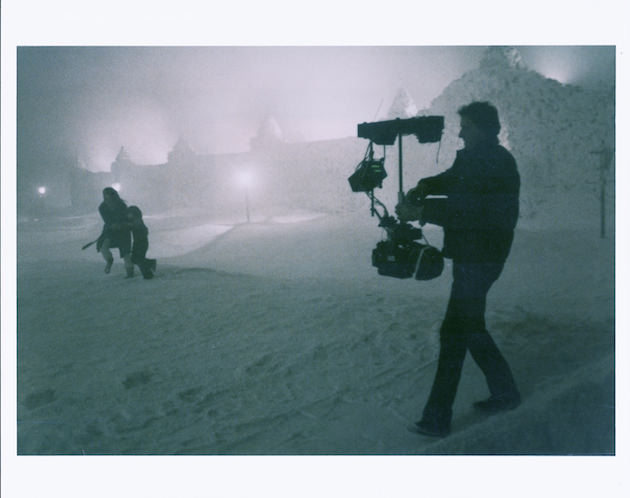 Garrett Brown filming Shelly Duvall and TK outside in 'The Shining.' Courtesy Garrett Brown