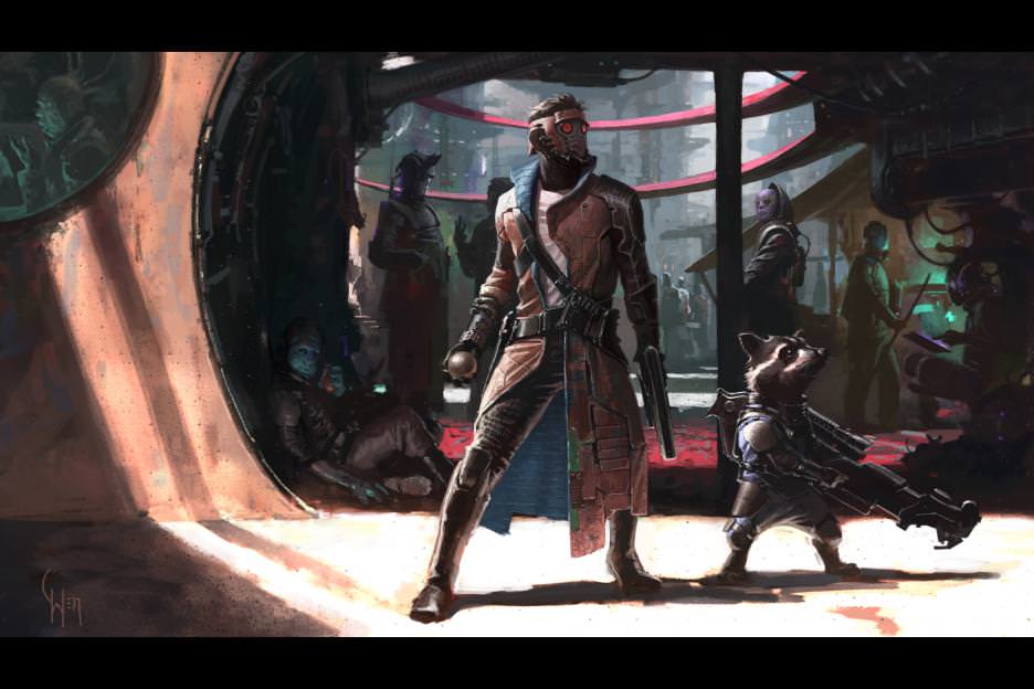 Star-Lord (aka Peter Quill) and Rocket are ready to fight in this concept art. Courtesy Walt Disney Studios/Marvel Studios