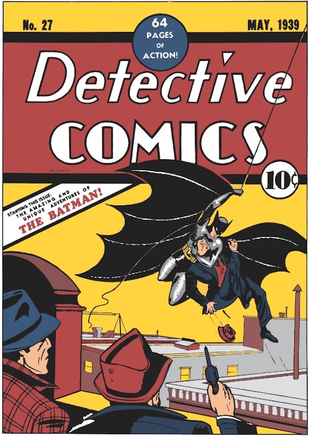 The cover of the very first appearance of 'The' Batman, May, 1939. Courtesy DC Comics.