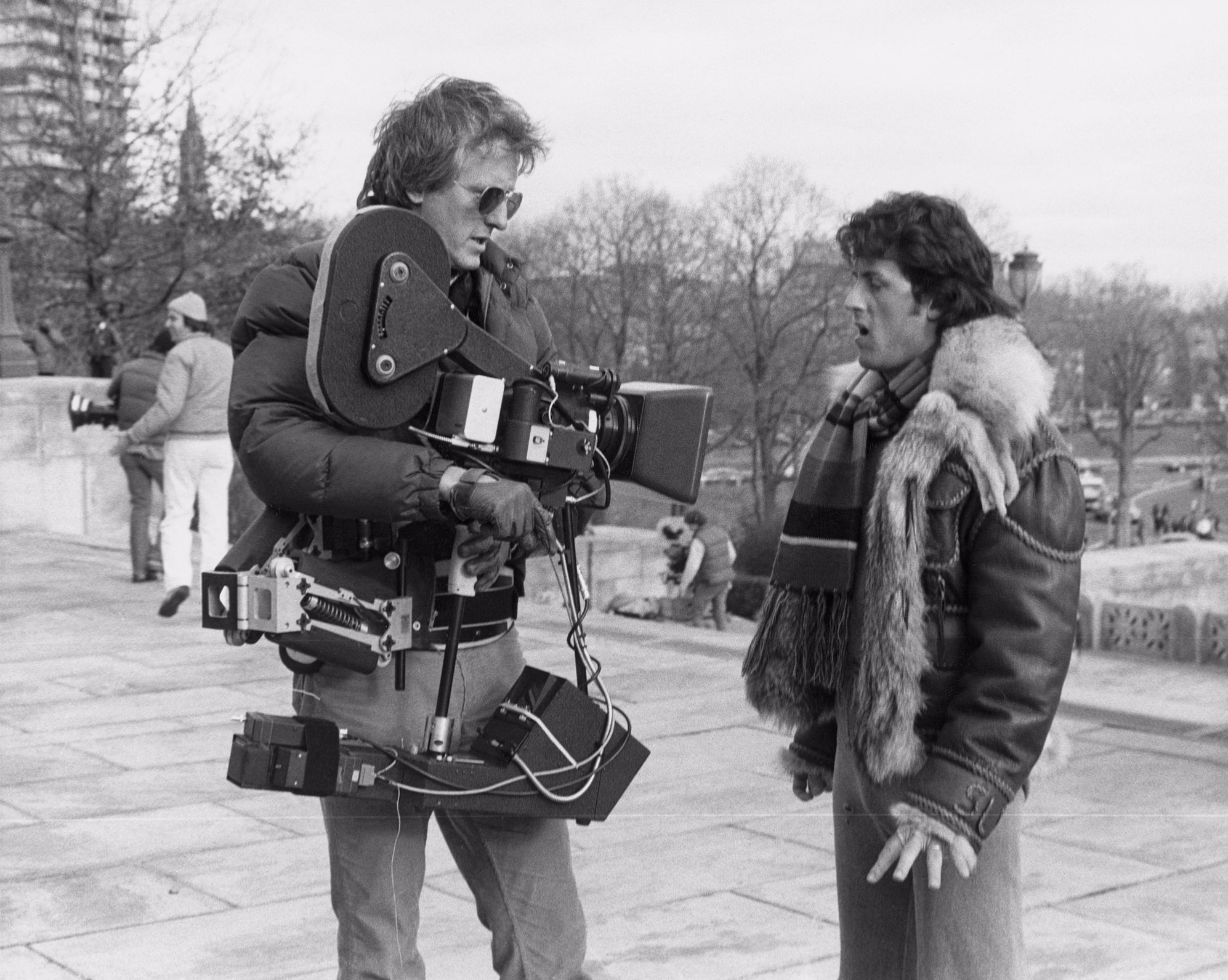 Garrett Brown and Sly Stallone on the steps of the Philadelphia Art Museum on the set of 'Rocky.' Courtesy Garrett Brown.