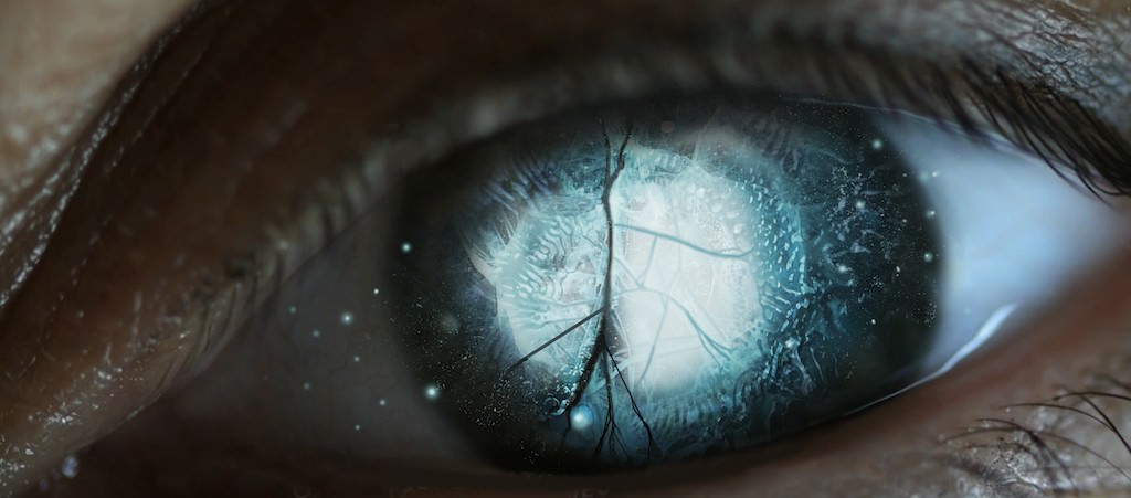 A whole world of knowledge and power resides behind Lucy's eye. Courtesy Industrial Light & Magic. 