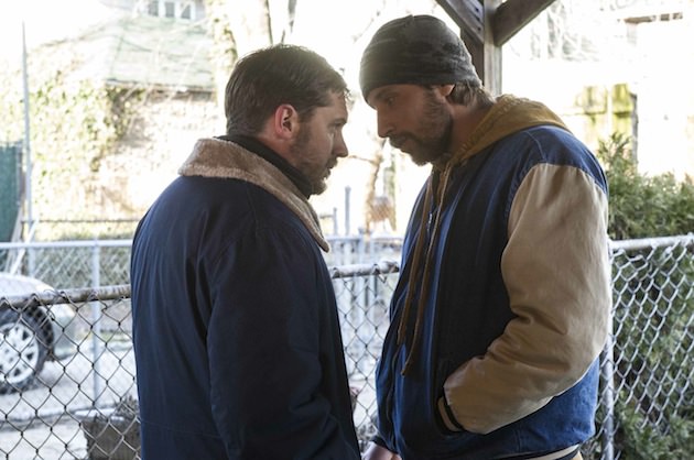 Tom Hardy as “Bob” and Matthias Schoenaerts as “Eric Deeds” in THE DROP.   Photo by Barry Wetcher.   Copyright © 2014 Twentieth Century Fox.