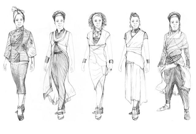 Pencil sketch designs for Viola Davis's character Amma in 'Beautiful Creatures.' Courtesy Phillip Boutte Jr. 