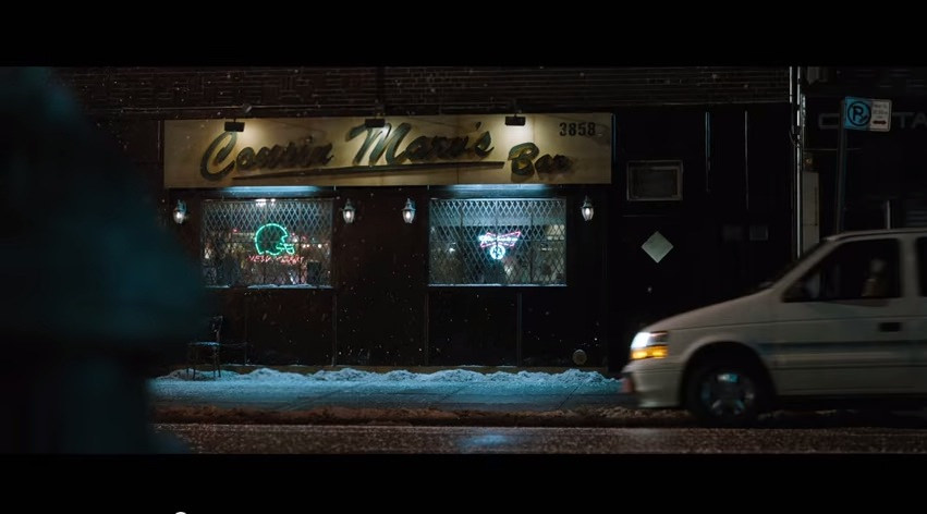 Cousin Marv's Bar was actually a composite of three Brooklyn bars, with the exterior taken from 'The Park Tavern.' Courtesy Fox Searchlight.