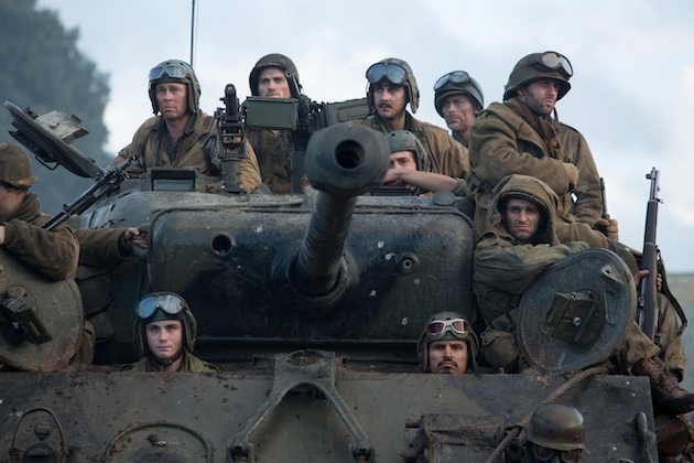 Wardaddy (Brad Pitt) and other soliders in Columbia Pictures' FURY.