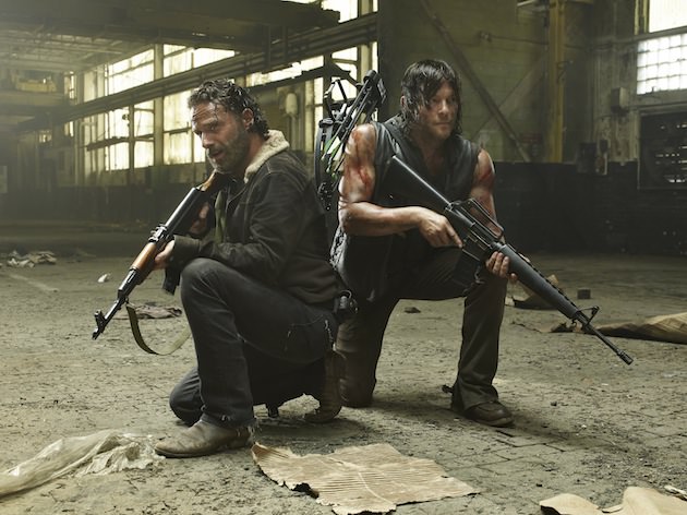 Andrew Lincoln as Rick Grimes and Norman Reedus as Daryl Dixon - The Walking Dead .Photo Credit: Frank Ockenfels /AMC