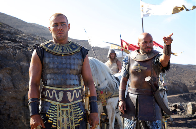 Rameses (Joel Edgerton) and Commander Khyan (Dar Salim) prepare to pursue Moses and the Hebrews. Courtesy 20th Century Fox. 