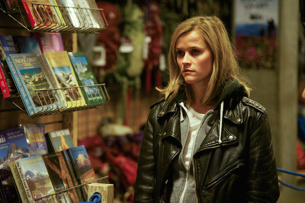 Witherspoon as Strayed when she was in the throes of heroin addiction, dark circles beneath her eyes, thinner, spotting the trail guide that changed her life. Courtesy Fox Searchlight.