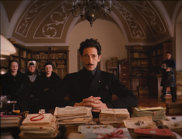 Adrien Brody, perfectly framed, with William Dafoe over his left shoulder. Courtesy Fox Searchlight Pictures. 