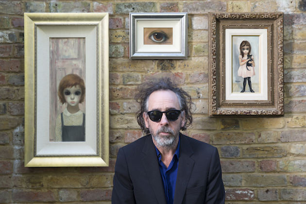 Tim Burton with his vintage Margaret Keane paintings, October 28, 2014