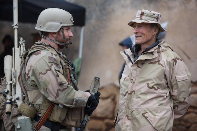 Bradley Cooper and Clint Eastwood on the set of 'American Sniper.' Courtesy Warner Bros. Pictures.