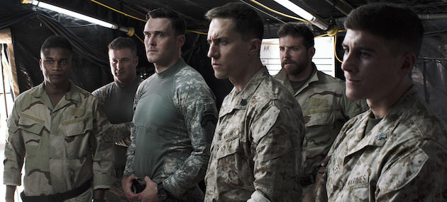 L-r: Cory Hardict as "D" Dandridge, Joel Lambert as Delta Sniper, Owain Yeoman as Ranger One, Tony Nevada as Recon Sniper, Bradley Cooper as Chris Kyle and Brett Edwards as Recon Gunner. Courtesy Warner Bros. Pictures