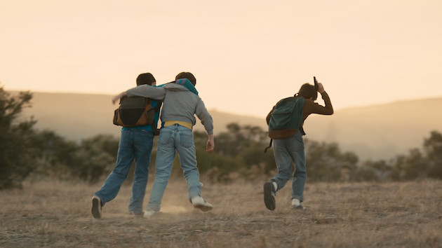 L-r: Chris (Everett Meckler), Ted (Calum John) and Joe (Alec Manksy) go hunting for the mountain lion with a loaded gun. Courtesy Gabrielle Demeestere.