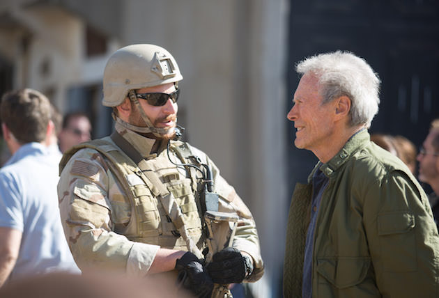 Cooper and Eastwood on the set of 'American Sniper.' Courtesy Warner Bros. Pictures. 