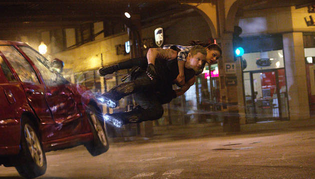 Caine (Channing Tatum) takes Jupiter Jones (Mila Kunis) for a ride above and through Chicago. Courtesy Warner Bros. 
