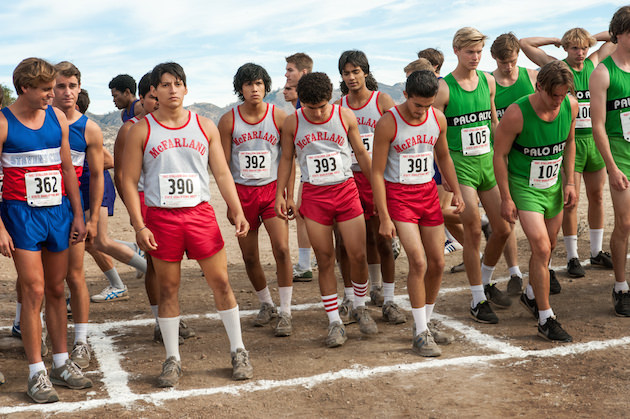 McFARLAND, USA..L to R: Thomas Valles (Carlos Pratts), Jose Cardenas (Johnny Ortiz), Johnny Sameniego (Hector Duran), Damacio Diaz (Jamie Michael Aguero) and Victor Puentes (Sergio Avelar). Photo by Ron Phillips. Courtesy Walt Disney Studios 2015