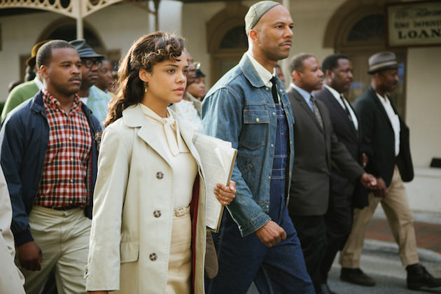 Tessa Thompson (center left) plays Diane Nash and Common (center) plays James Bevel in SELMA, from Paramount Pictures, Pathé, and Harpo Films.