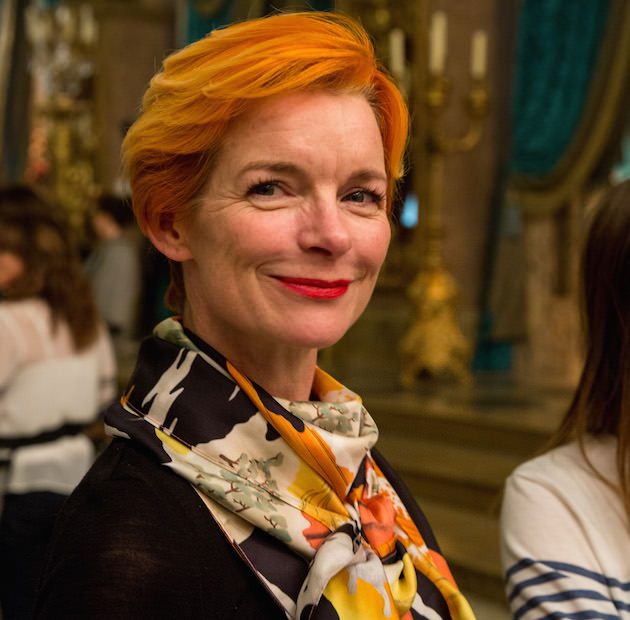 Costume designer Sandy Powell on the set of Disney's live-action feature CINDERELLA , driected by Kenneth Branagh. Jonathan Olley ©Disney Enterprises, Inc. All Rights Reserved.  