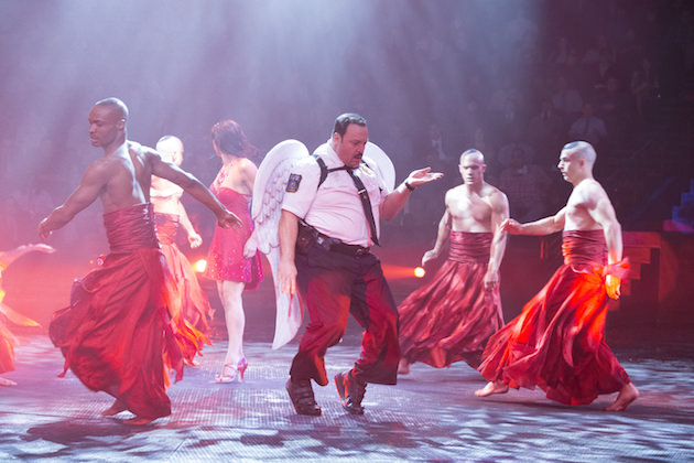 Paul Blart (Kevin James) on stage with the "Le Reve" performers in Columbia Pictures' PAUL BLART: MALL COP 2.