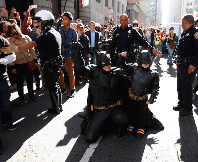 Five-years-old Miles Scott, from Tulelake, Calif., is dressed in a Batman costume in San Francisco, Friday, November 15, 2013. Miles, who wants to be a Batman, will embark on a series of crime-solving adventures when San Francisco is converted into “Gotham City” as part of a Make-A-Wish Foundation event. He is in a fight on his own in his battle against leukemia since he was a year old. He is now in remission. (Photo: Make-A-Wish Foundation/PaulSakuma.com)