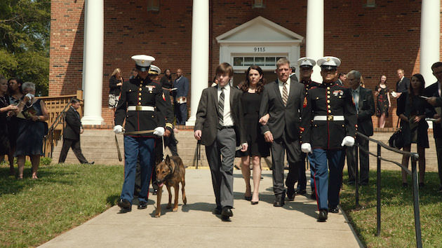 Caption: (L-r) MAX with JOSH WIGGINS as Justin Wincott, LAUREN GRAHAM as Pamela Wincott, THOMAS HADEN CHURCH as Ray Wincott and JAY HERNANDEZ as Sergeant Reyes in Warner Bros. Pictures and Metro-Goldwyn-Mayer Pictures' family drama "MAX," a Warner Bros. Pictures and Metro-Goldwyn-Mayer Pictures release.