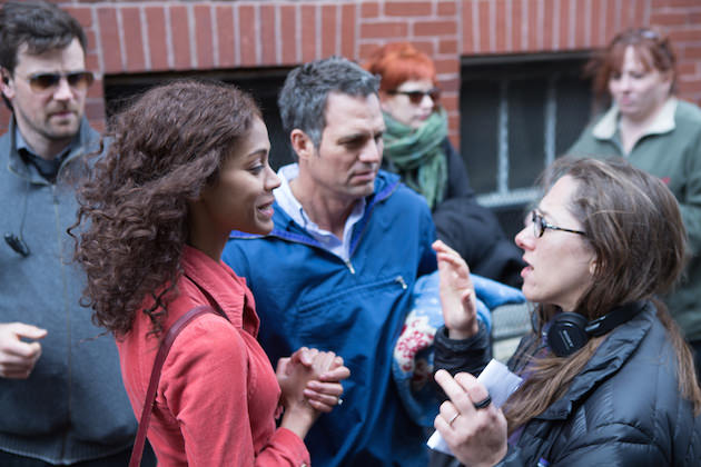 Maya Forbes on set with Zoe Saldana and Mark Ruffalo. Courtesy Sony Pictures Classics