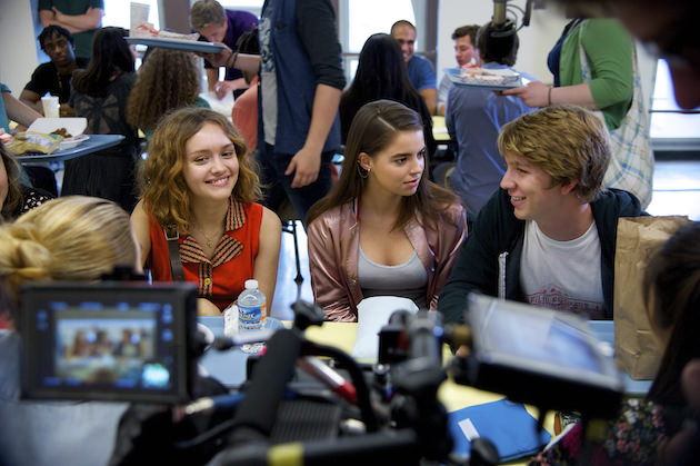 Olivia Cooke, Katherine Hughes, and Thomas Mann on set of ME AND EARL AND THE DYING GIRL. Photo by Anne Marie Fox. © 2015 Twentieth Century Fox Film Corporation All Rights Reserved