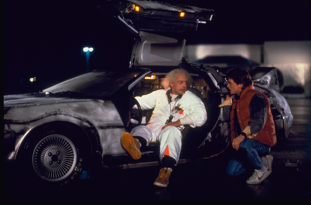 Doc (Christopher Lloyd) and Marty (Michael J. Fox) in 'Back to the Future.' Courtesy Universal