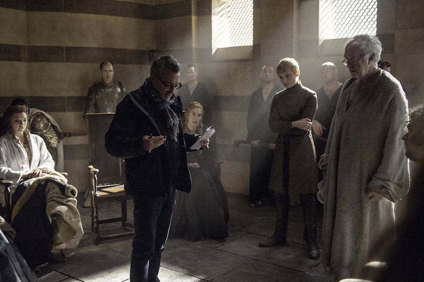 Pictured: Natalie Dormer, Jeremy Podeswa, Lena Headey, Dean-Charles Chapman, Jonathan Pryce Credit: Helen Sloan/HBO