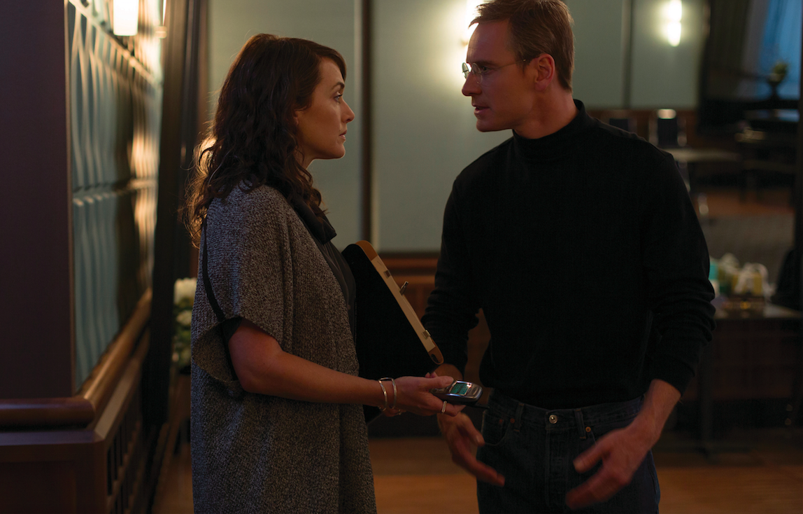 Jobs and his longtime marketing guru, Joanna Hoffman (Kate Winslet) before the launch of the iMac. Courtesy Universal Pictures.