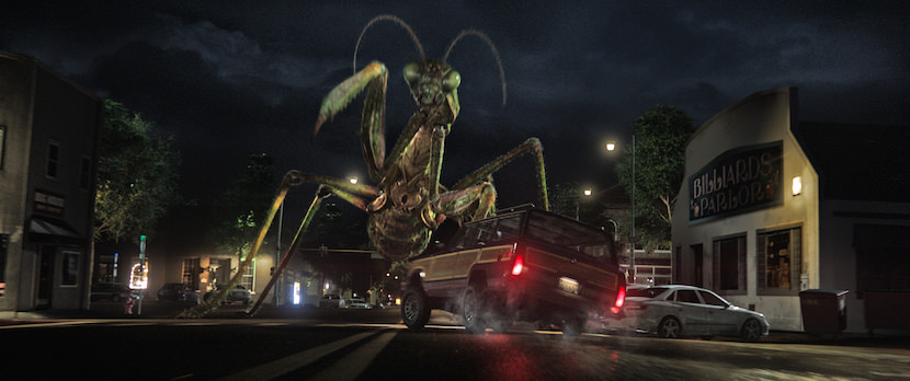 When the creatures from R.L. Stine’s (Jack Black) Goosebumps series come to life – including the Praying Mantis (pictured) – it’s up to Stine to team up with three teenagers to get these figments of Black’s imagination back in the books where they belong and save the town. Courtesy Columbia Pictures. 