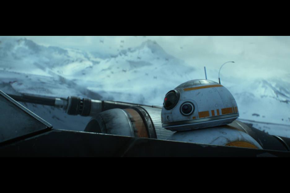 Everyone's favorite new droid, BB-8, co-piloting an X-Wing. Courtesy Walt Disney Pictures/Lucasfilm