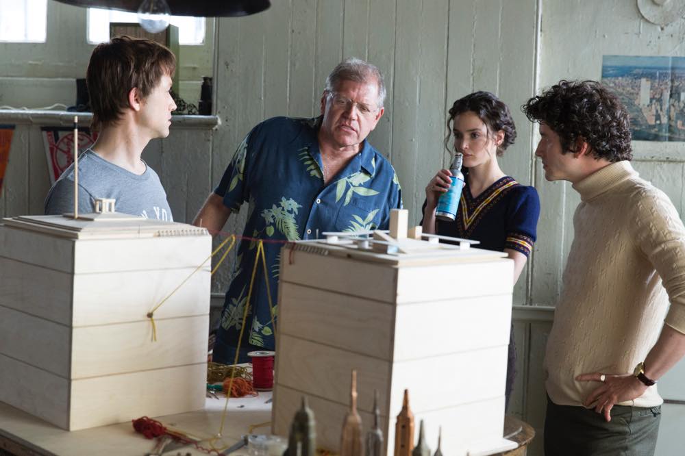 Joseph Gordon-Levitt, Director Robert Zemeckis with Charlotte Le Bon and Clément Sibony on the set of TriStar Pictures' THE WALK. Takashi Seida/Courtesy Sony Pictures