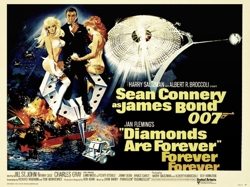 'Diamonds are Forever' theatrical poster. Eon Productions, Designed by Robert McGinnis